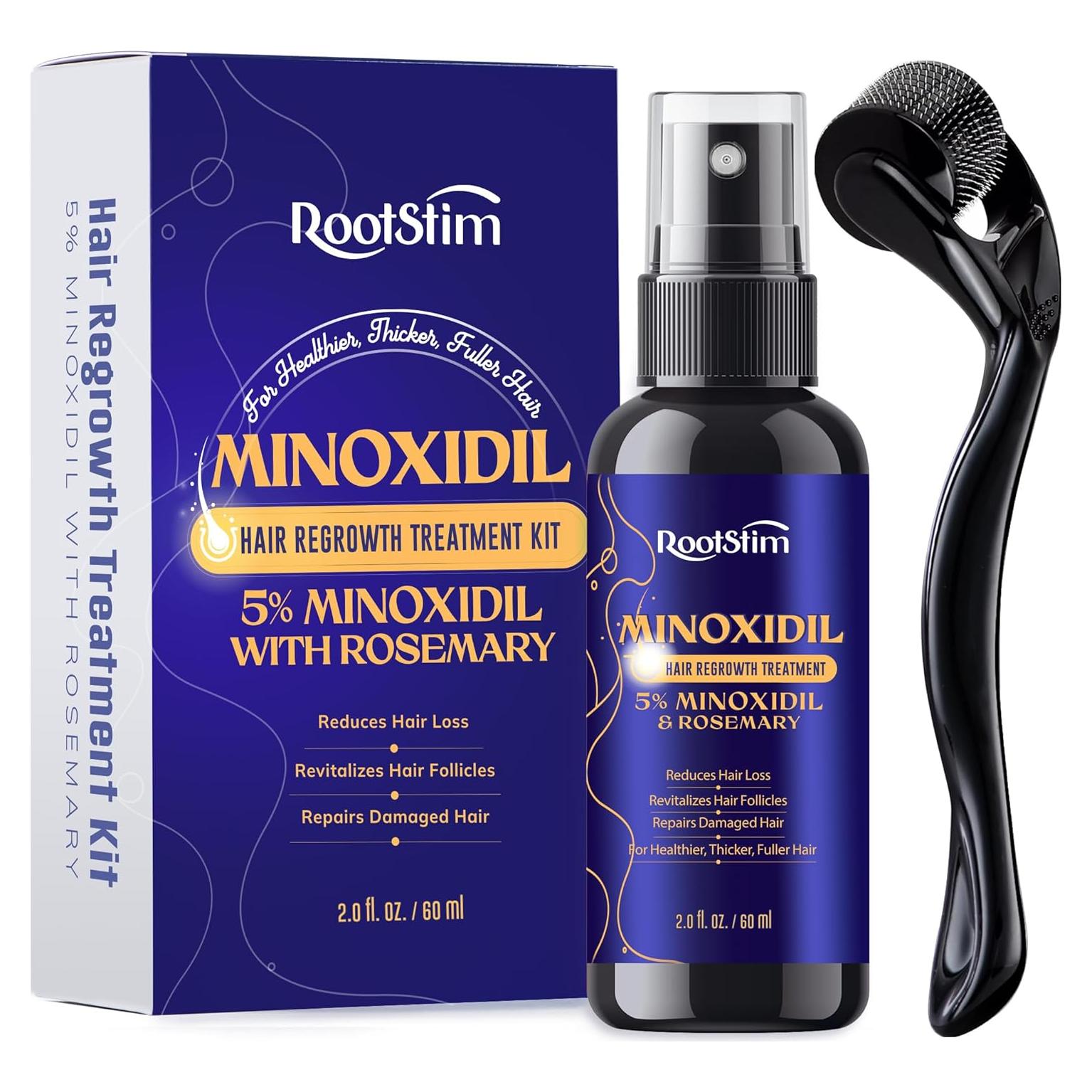 Kit de Minoxidil 5% RootStim + Rodillo Derma 0.25 mm - 60 mL