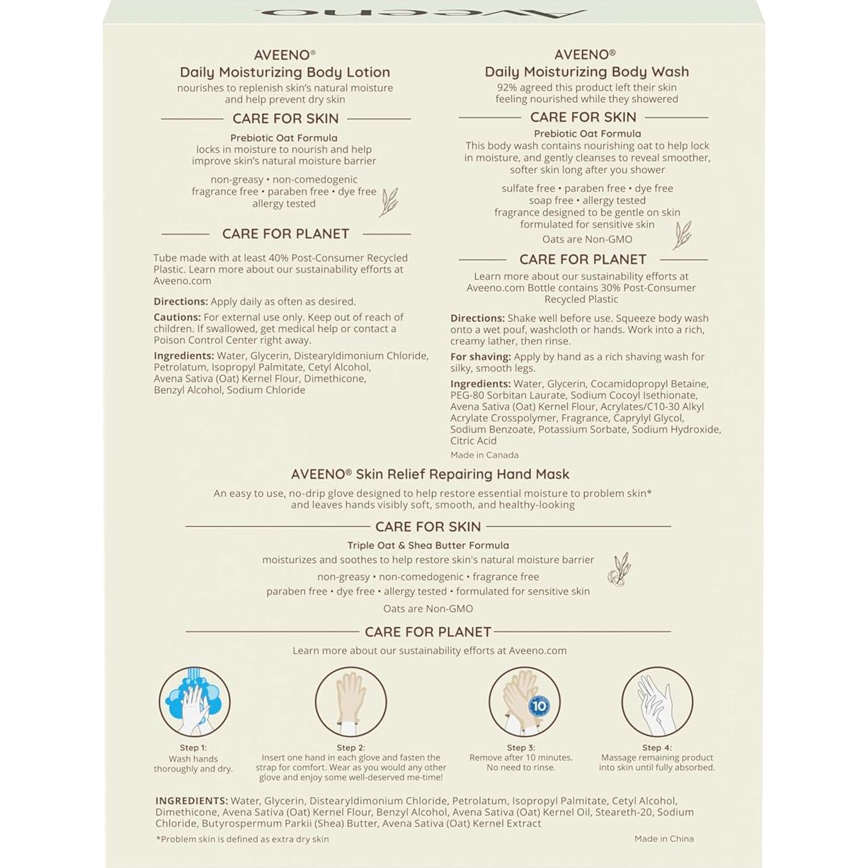 Set de Regalo Hidratación Diaria Aveeno - 3 Piezas Sin Fragancia