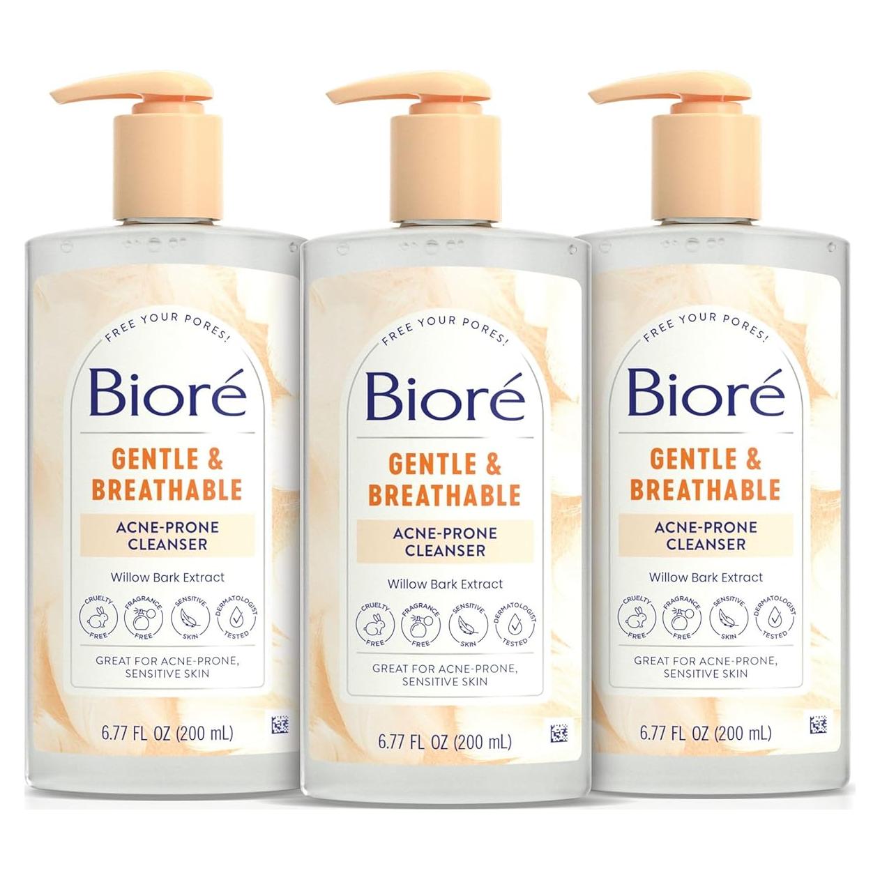 Limpiador Facial Biore Suave para Acné 191 ml - Paquete de 3