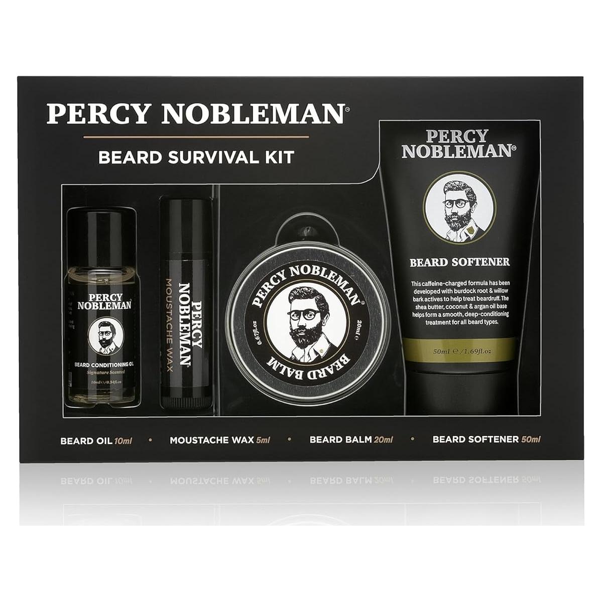 Kit de Cuidado de Barbas Percy Nobleman - Aceite, Balsamo, Cera