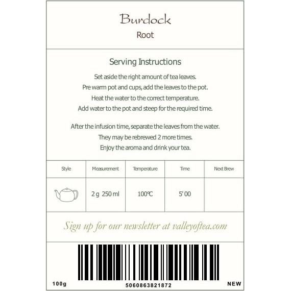 Té de raíz de bardana orgánico Valle del Té 100g