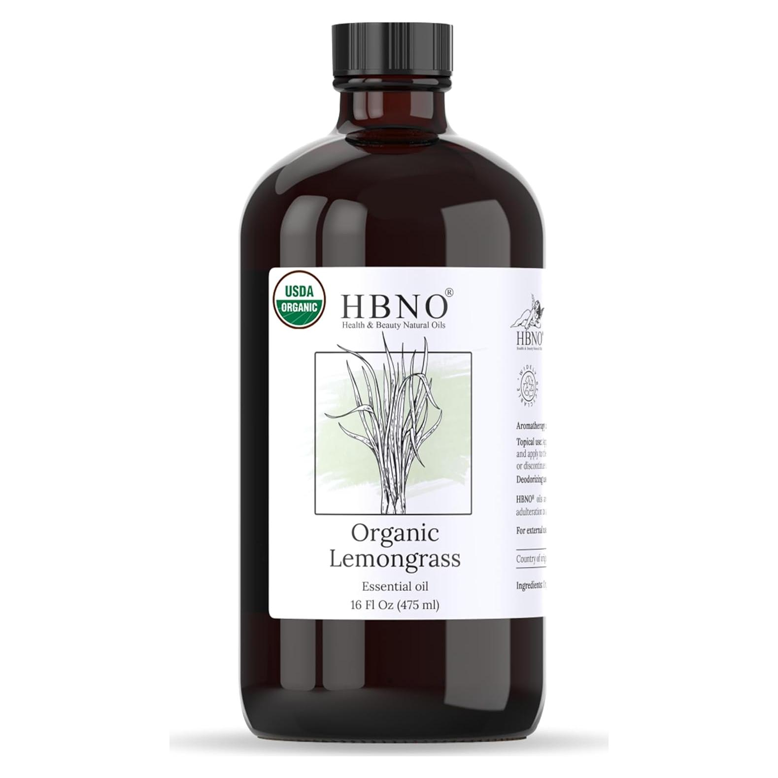 Aceite Esencial de Hierba Limón Orgánico HBNO - 475ml - Ideal para Cuidado de la Piel