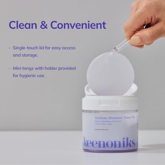 Almohadillas Tónicas Hidratantes Keenoniks - Azuleno y Manzanilla - 80 Unidades