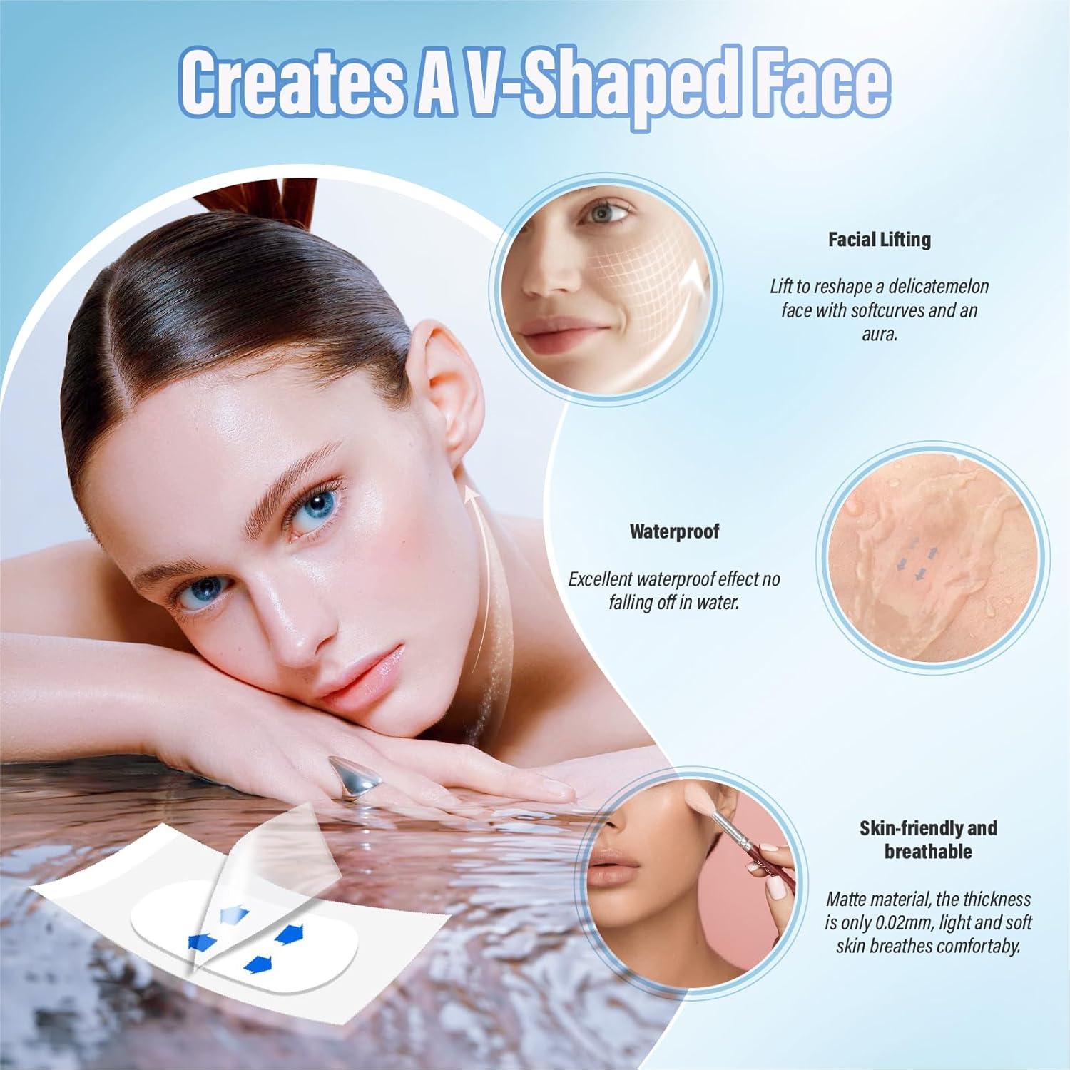 Cinta Levantadora Facial Invisible YAGUVI 128 Piezas Efecto V