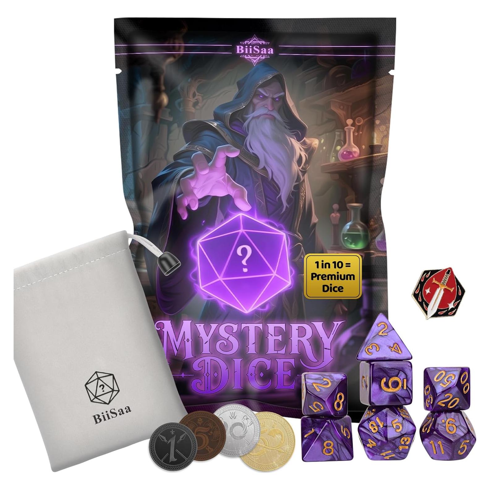 Conjunto de Dados Poliedricos RPG BiiSaa - 7 Dados + Monedas