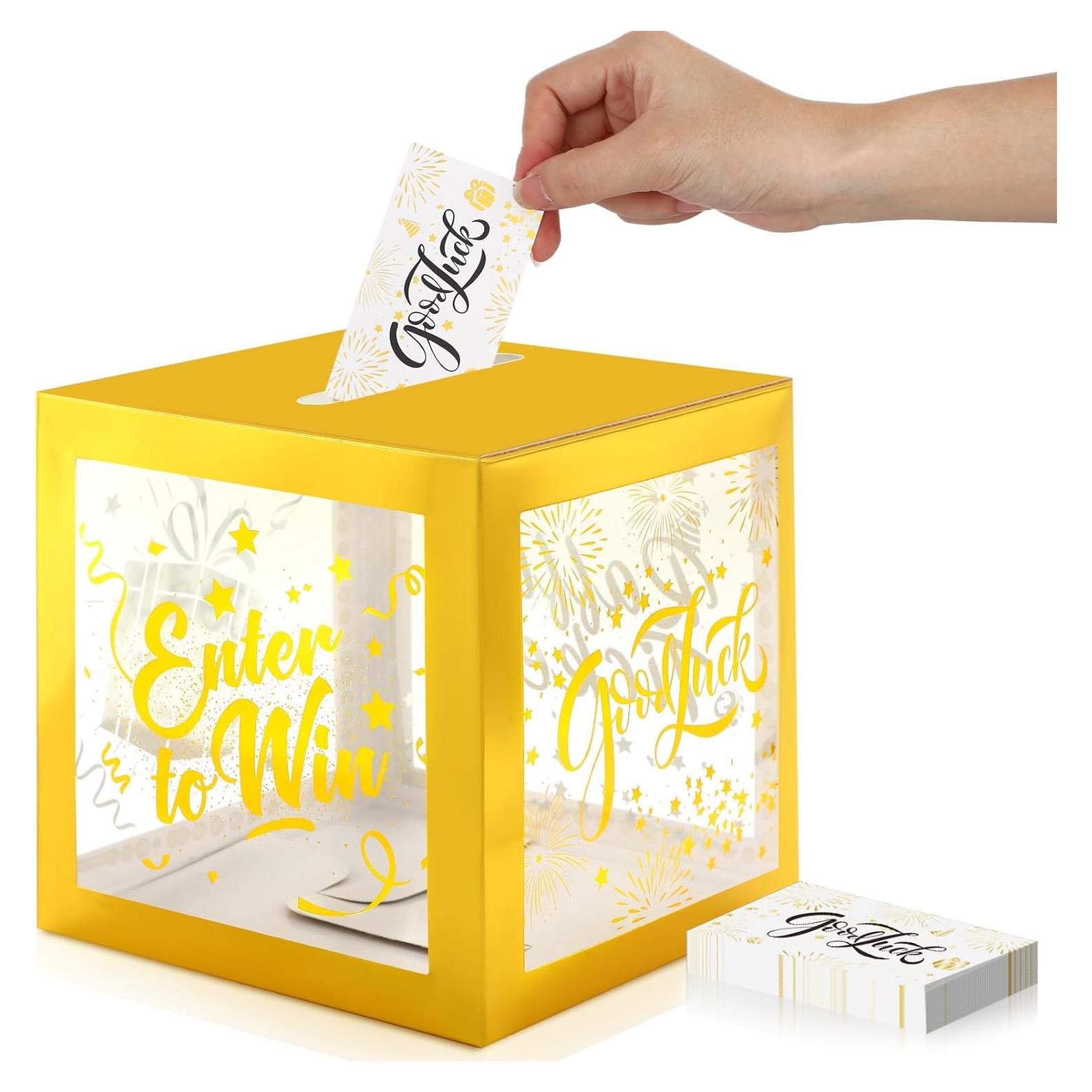 Caja de Rifa Spiareal Blanca y Dorada con 36 Tarjetas