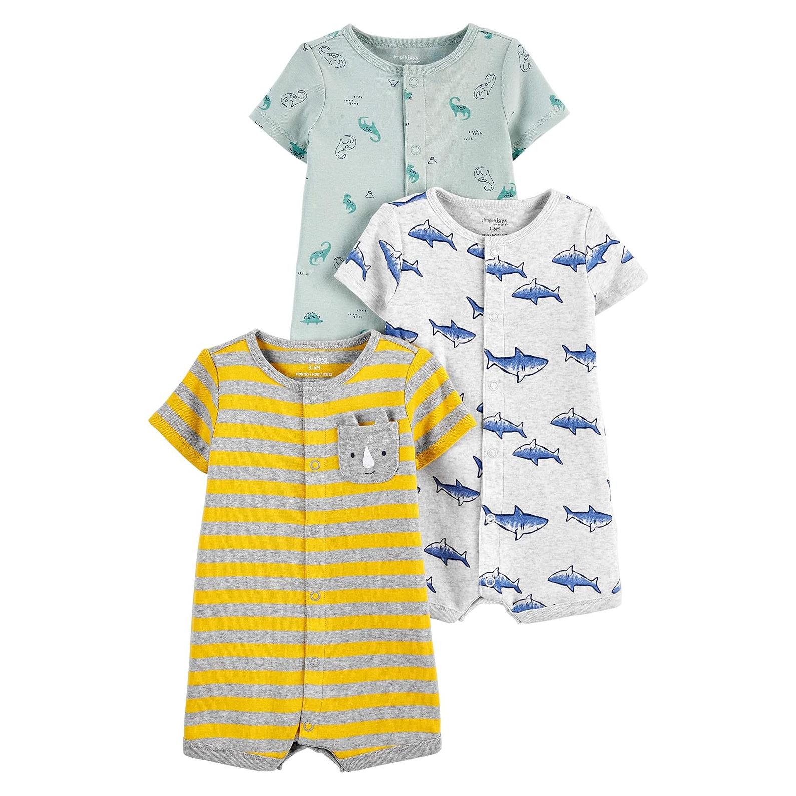 Paquete de 3 Monos con Botones Carter's 6-9 Meses Unisex