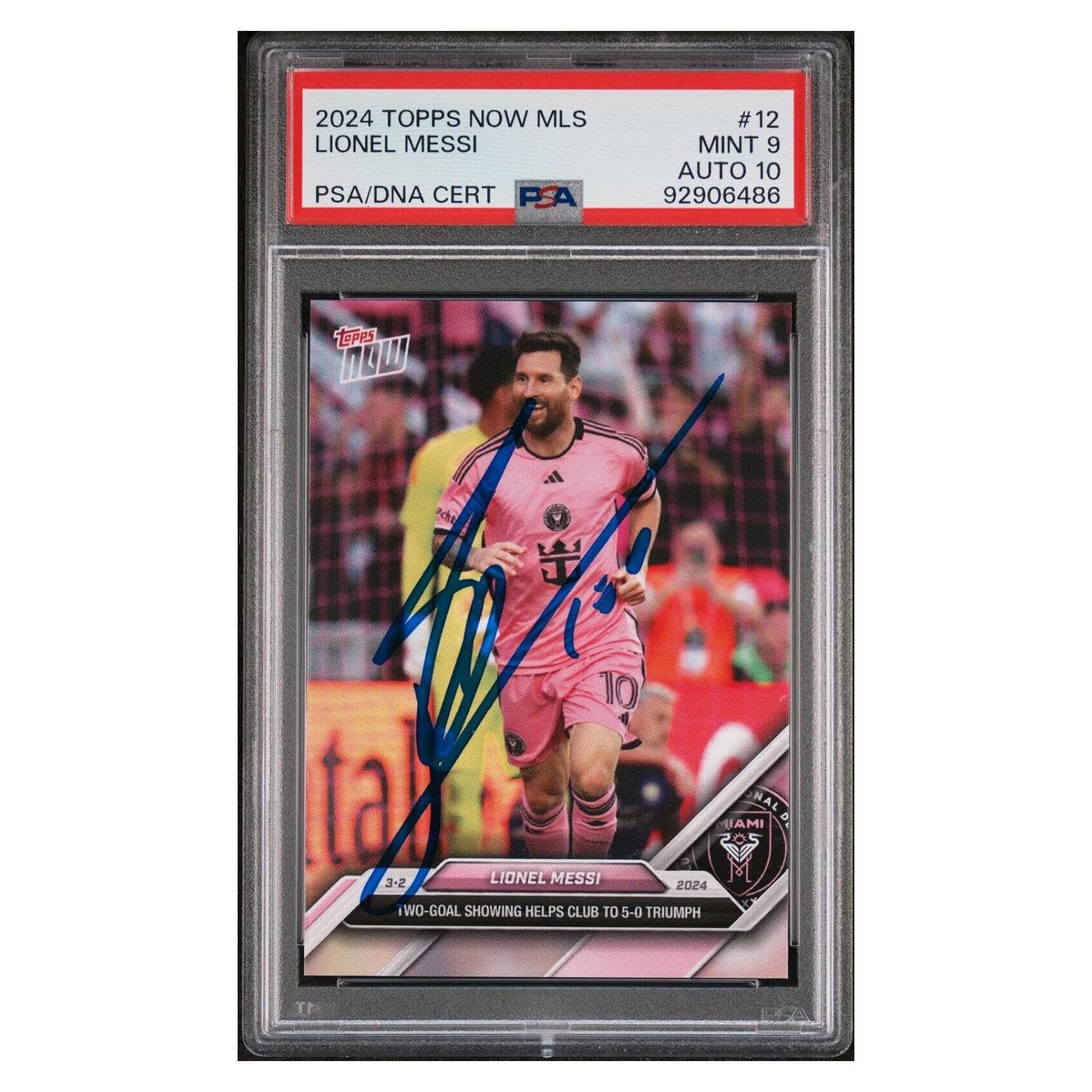 Tarjeta de Fútbol Autografiada Lionel Messi Inter Miami #12 PSA 9