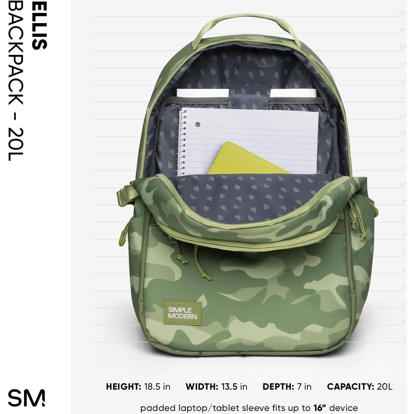 Mochila Simple Modern Ellis 25L Cuadrícula Negra y Blanca