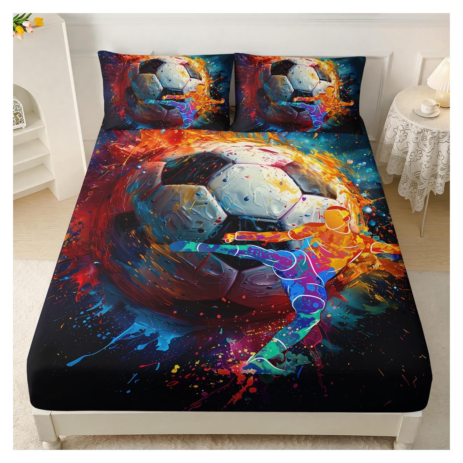 Juego de Sábanas Ajustadas AILONEN Individual Fútbol 3 Piezas