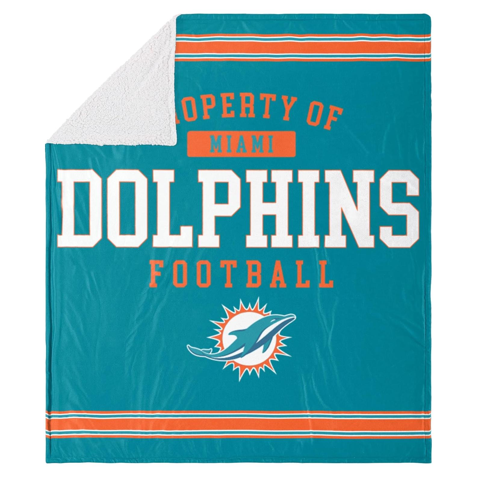 Manta Sherpa FOCO Miami Dolphins 152.4x177.8 cm Oficial