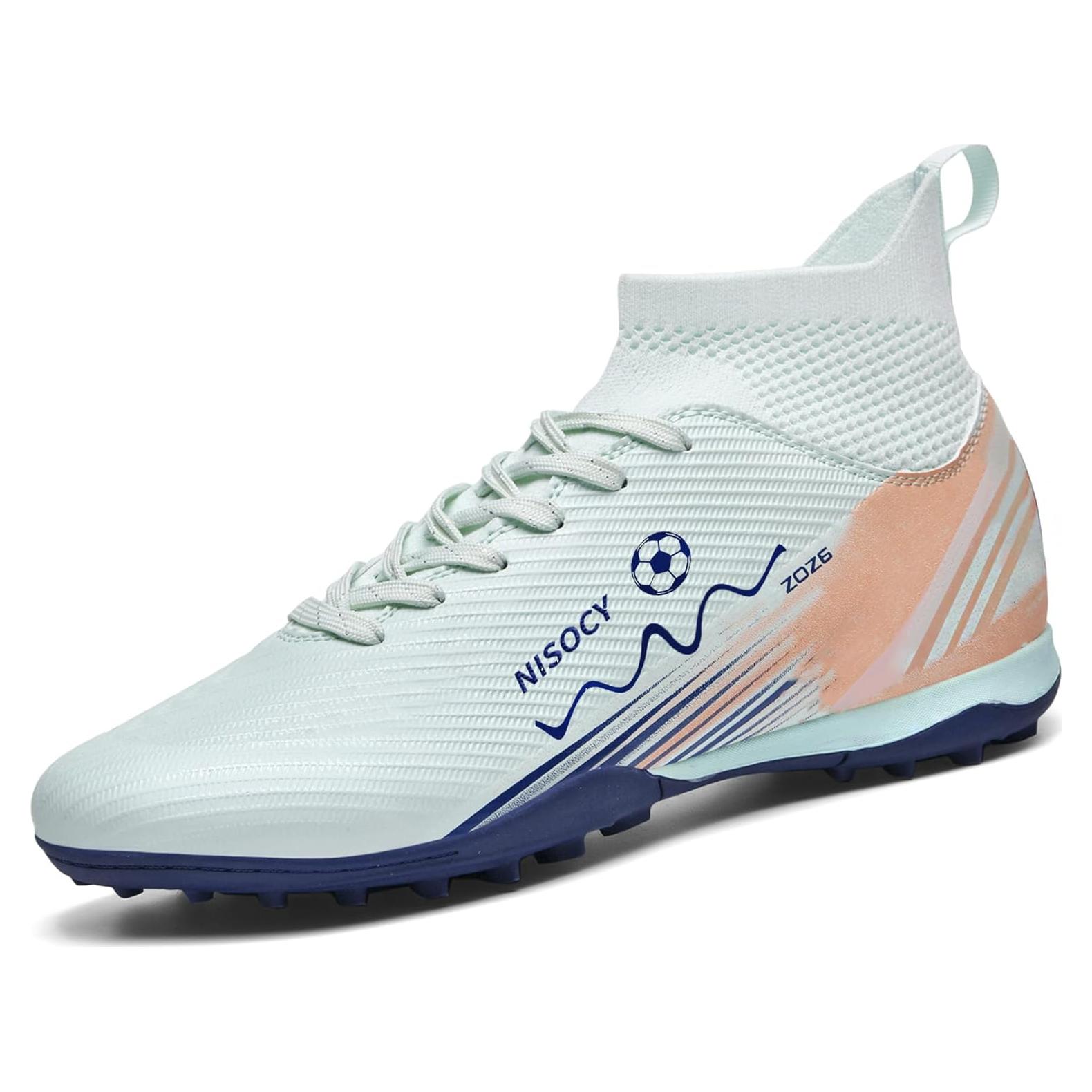 Zapatos de Fútbol NISOCY Verde Claro Tacos Profesionales 6.5