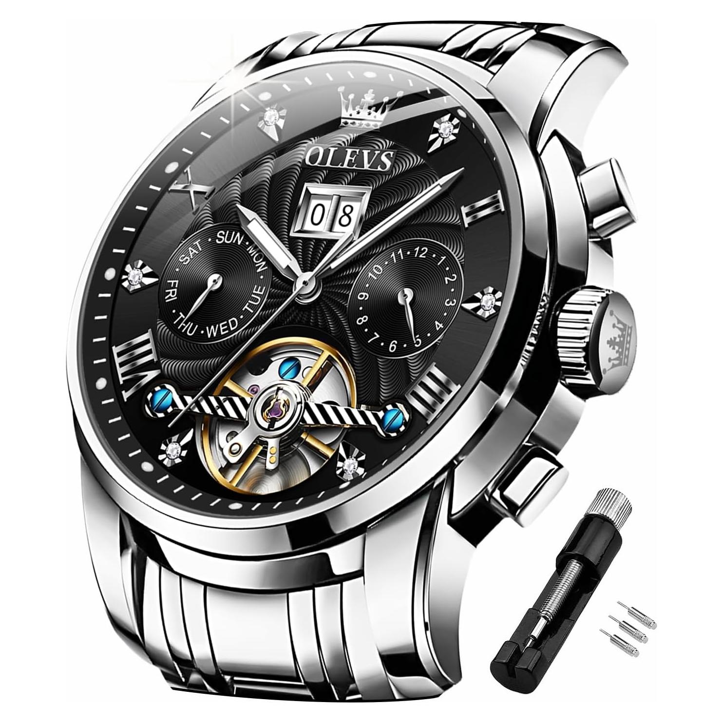 Reloj Automático OLEVS G9910 para Hombres con Tourbillon y Diamantes