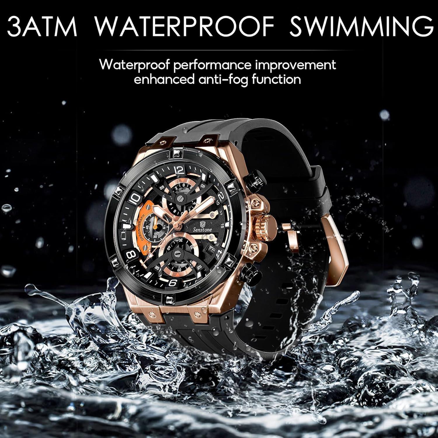 Reloj deportivo Senstone hombre cuarzo analógico 30m impermeable