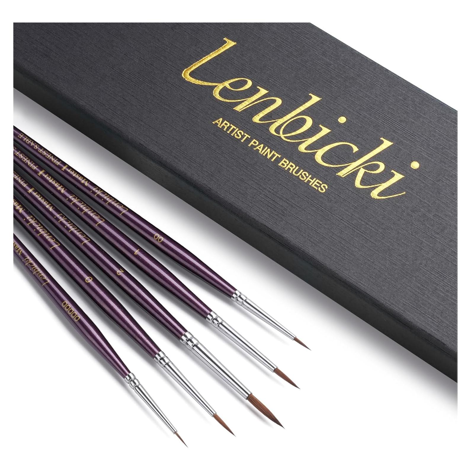 Juego de 5 Pinceles de Sable Kolinsky Lenbicki para Detalles Finos