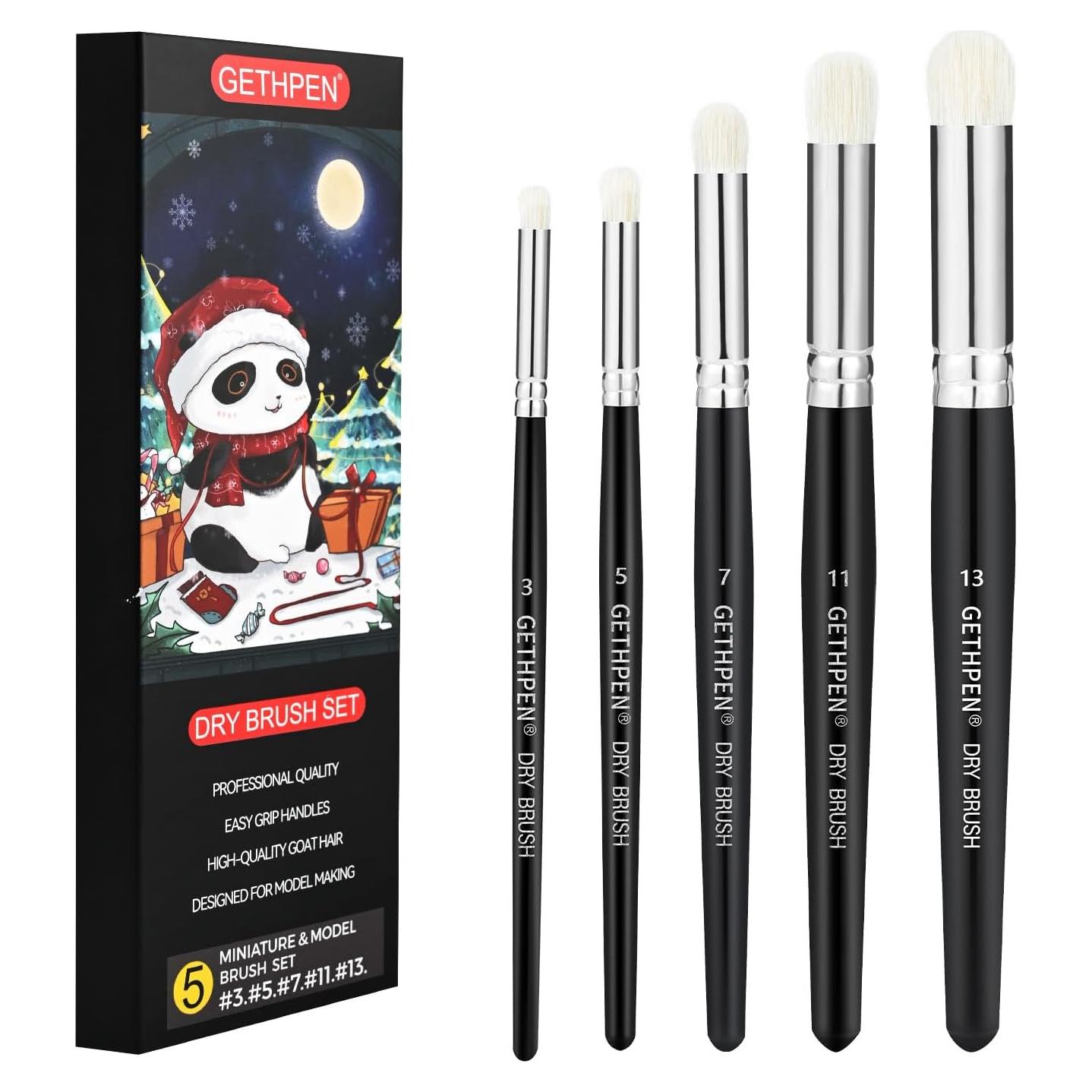 Set de 5 Pinceles Secos GETHPEN para Pintura en Miniatura