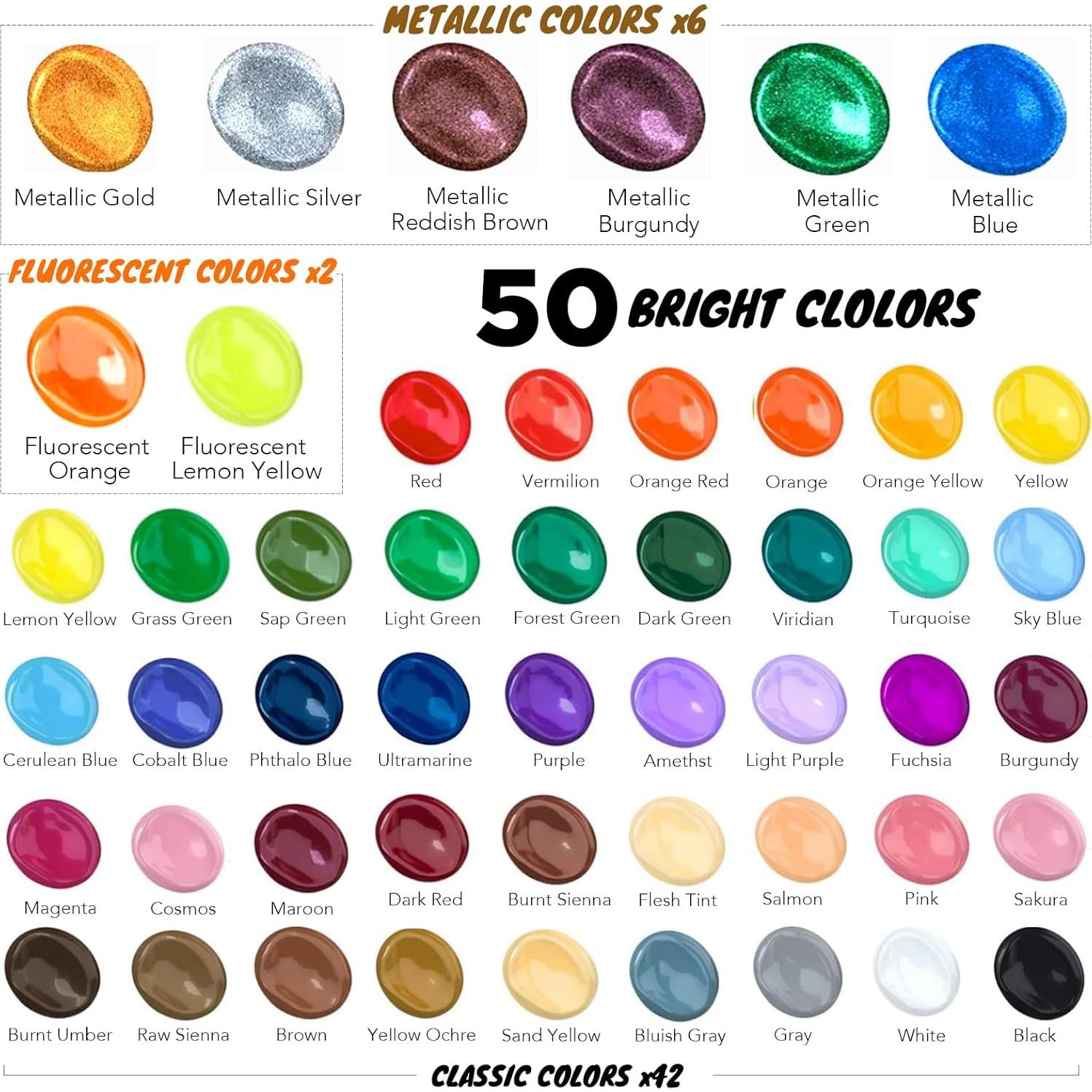 Juego de Pintura Acrílica Halobios 50 Colores 60 ml Premium