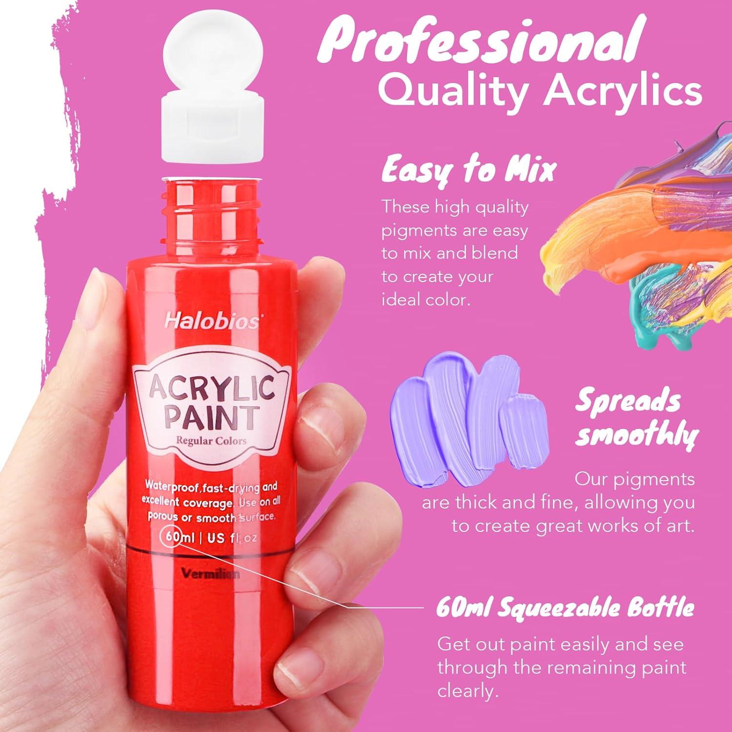 Juego de Pintura Acrílica Halobios 50 Colores 60 ml Premium