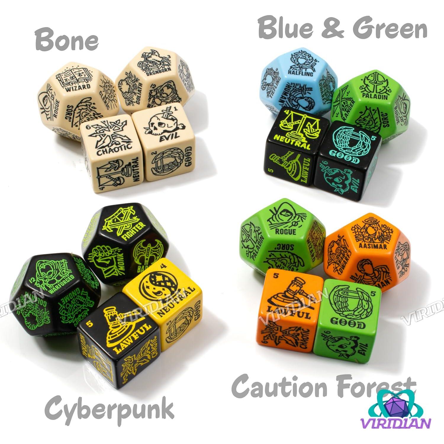 Set de Dados Jumbo Generador de Personajes D&D - Azul y Verde