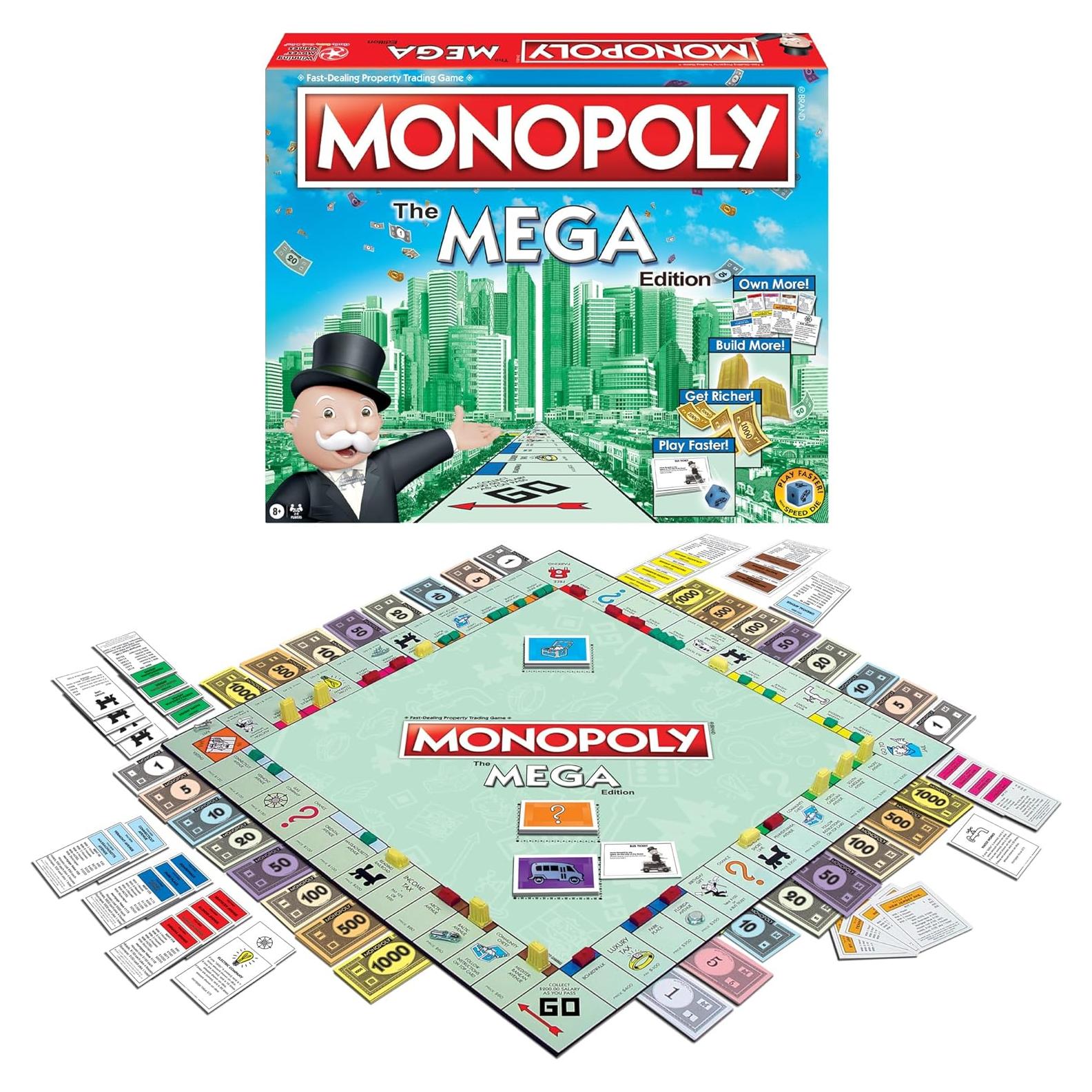 Monopoly Mega Edición Winning Moves - Juego Rápido 2-8 Jugadores