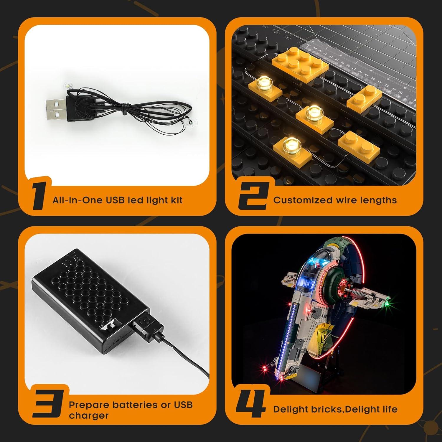 Kit de Iluminación LED Lightailing para Lego 75409 Nave Firespray
