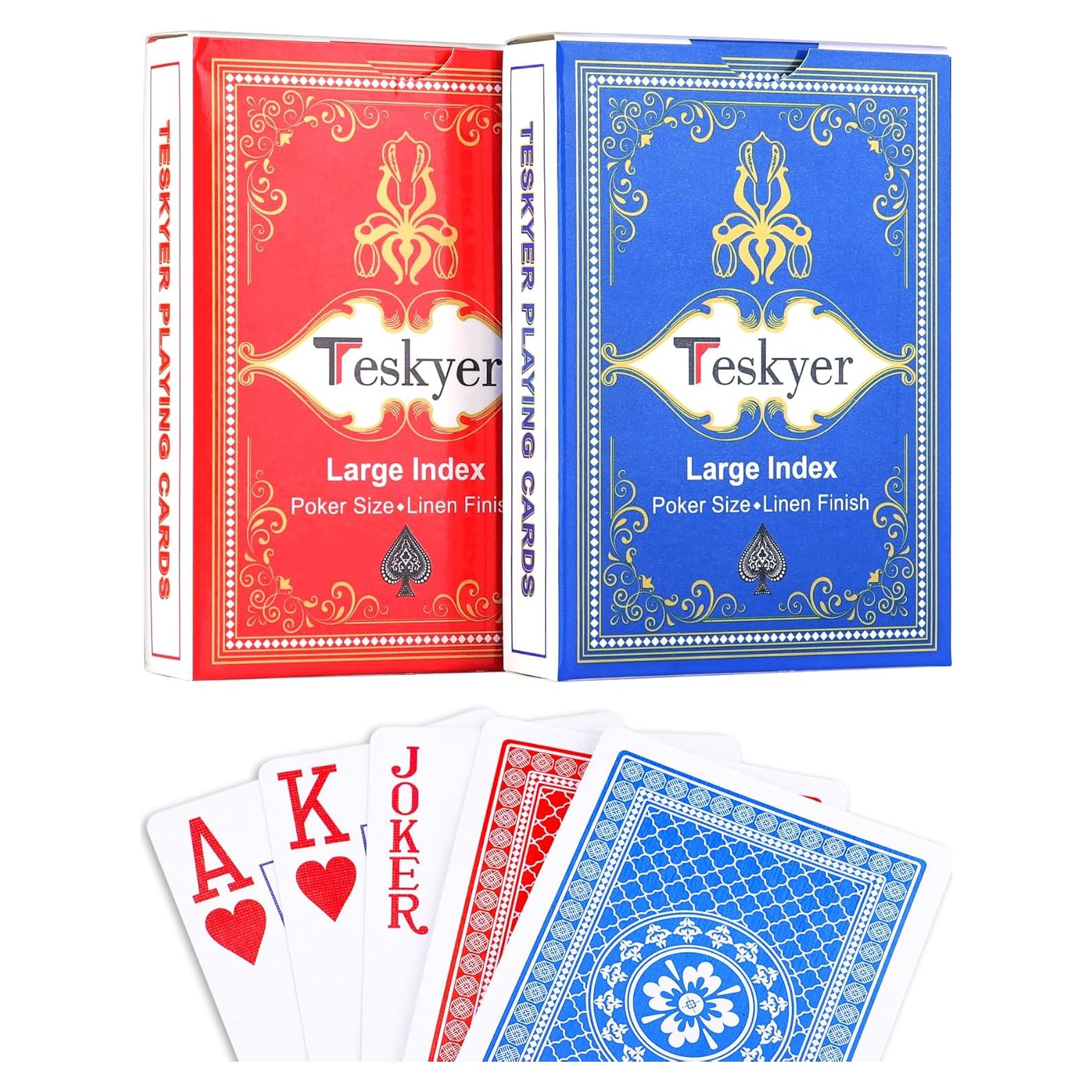 Baraja de Cartas de Juego Grande Teskyer - 2 Pack para Póker