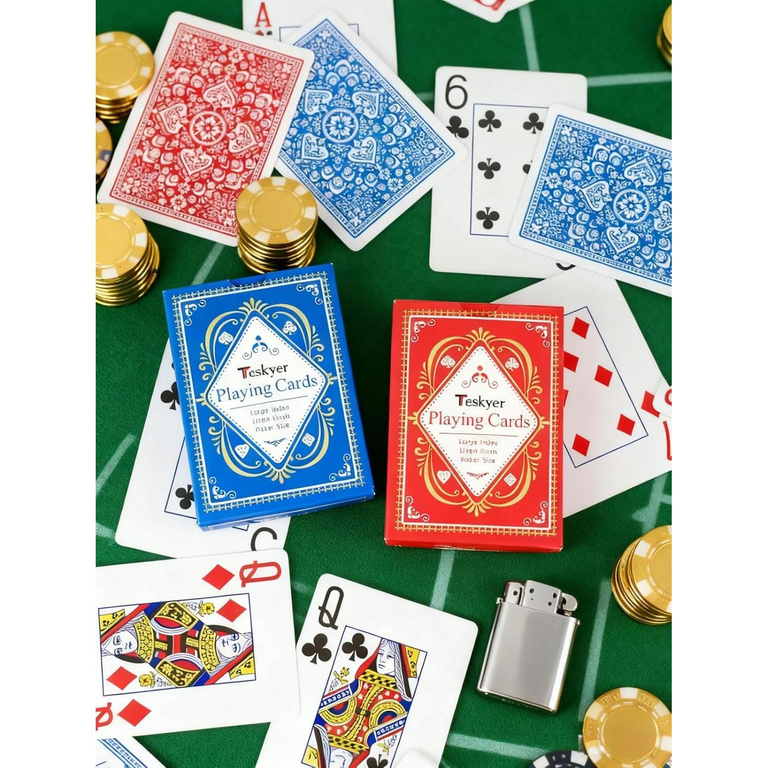 Baraja de Cartas de Juego Grande Teskyer - 2 Pack para Póker