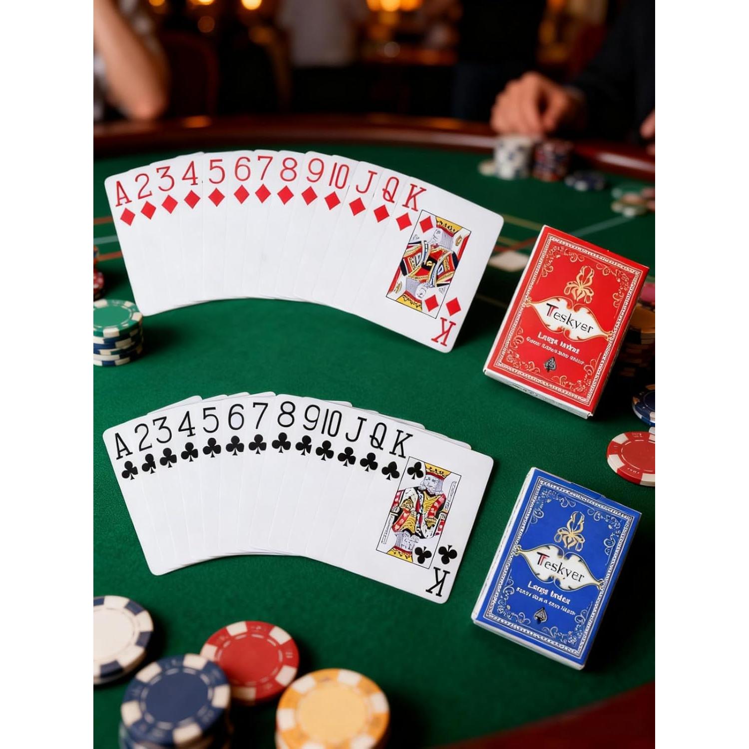 Baraja de Cartas de Juego Grande Teskyer - 2 Pack para Póker