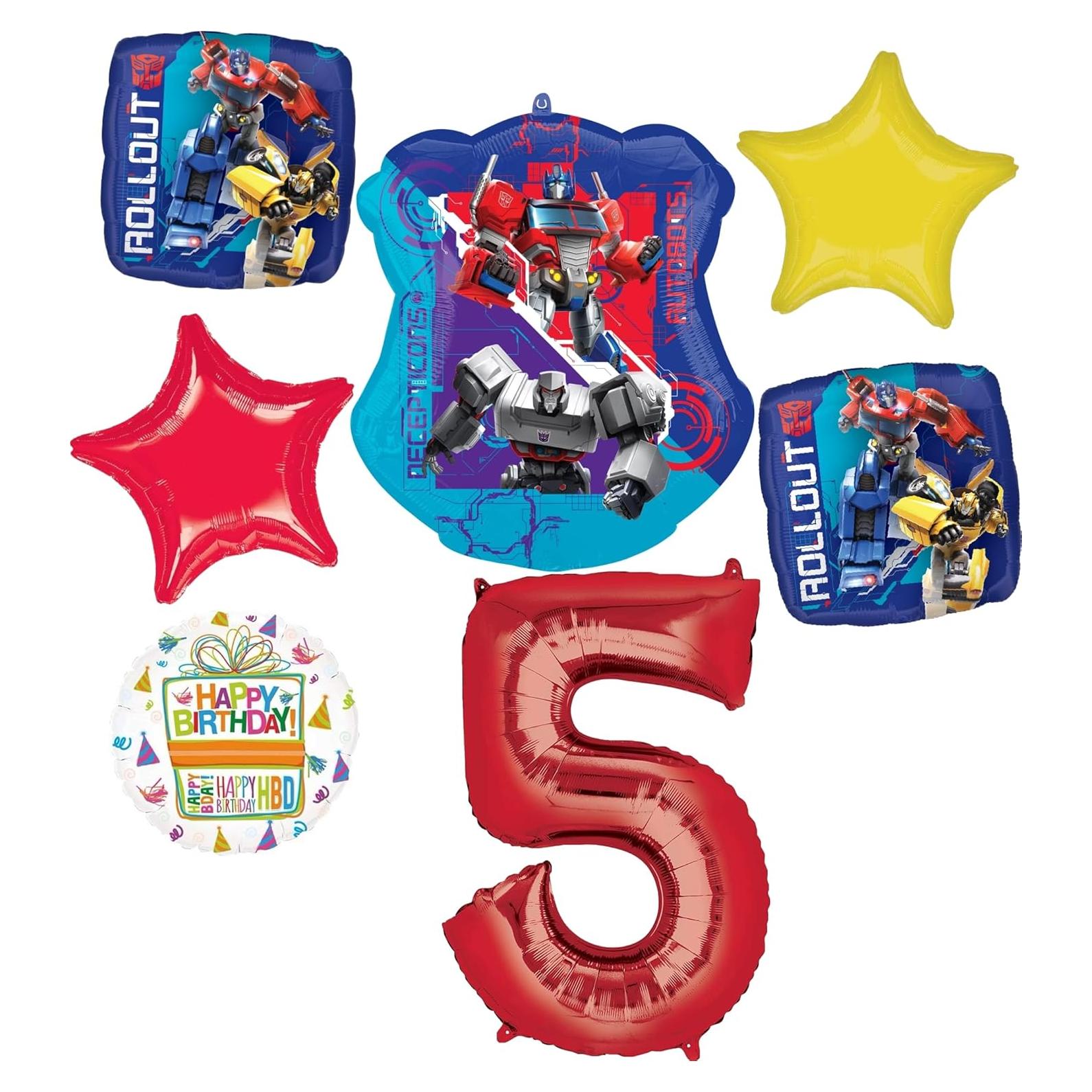 Ramo de Globos de Foil Anagram 7pc 5to Aniversario Transformers