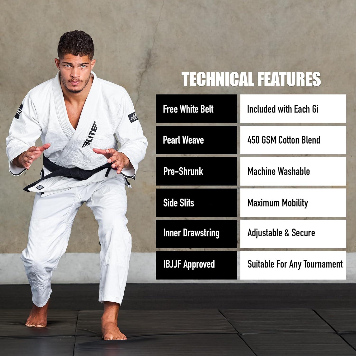 Gi BJJ Elite Sports IBJJF para Hombres Blanco Premium - Talla 3