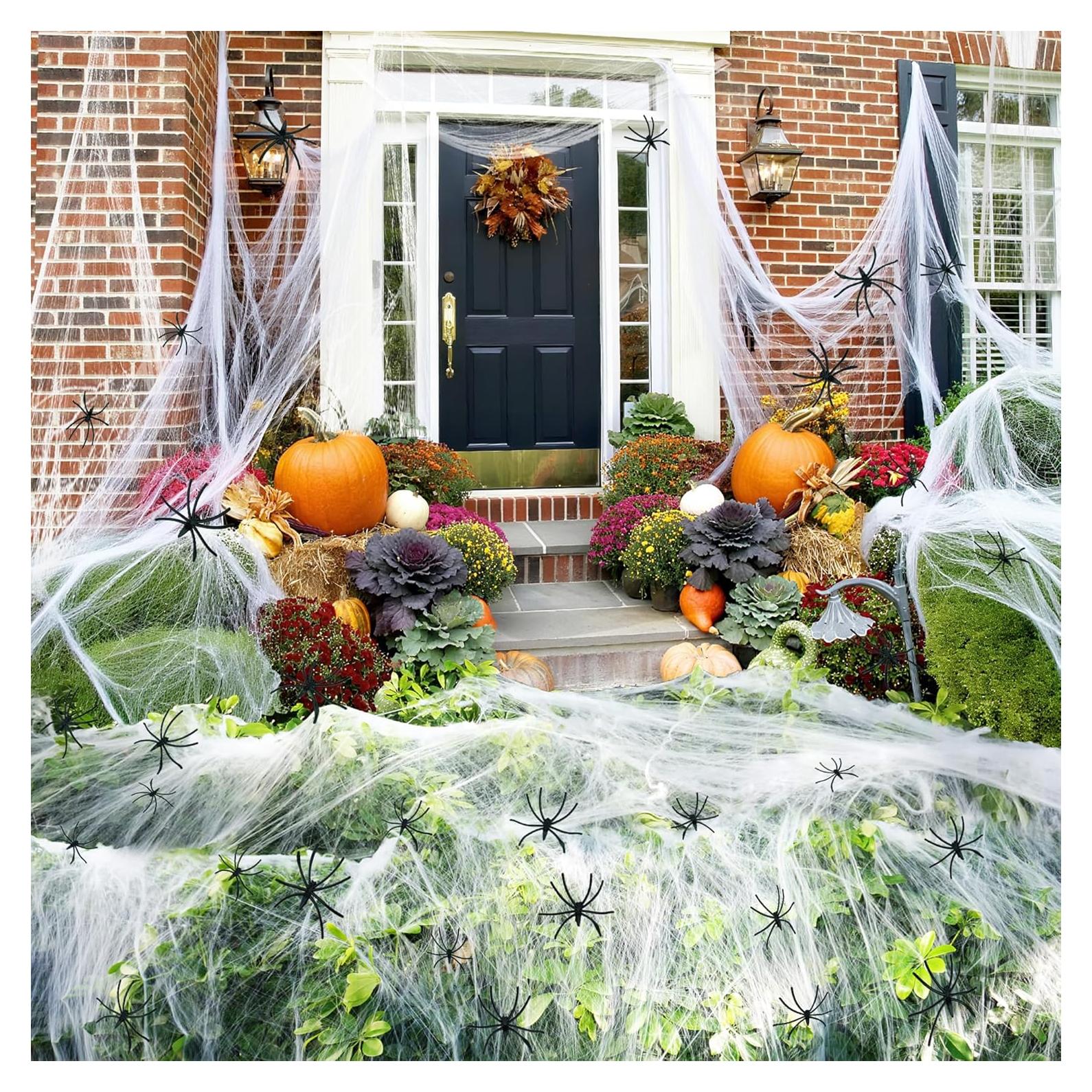 Telaraña de Halloween Cryoka 92.9 m² con 30 Arañas Falsas