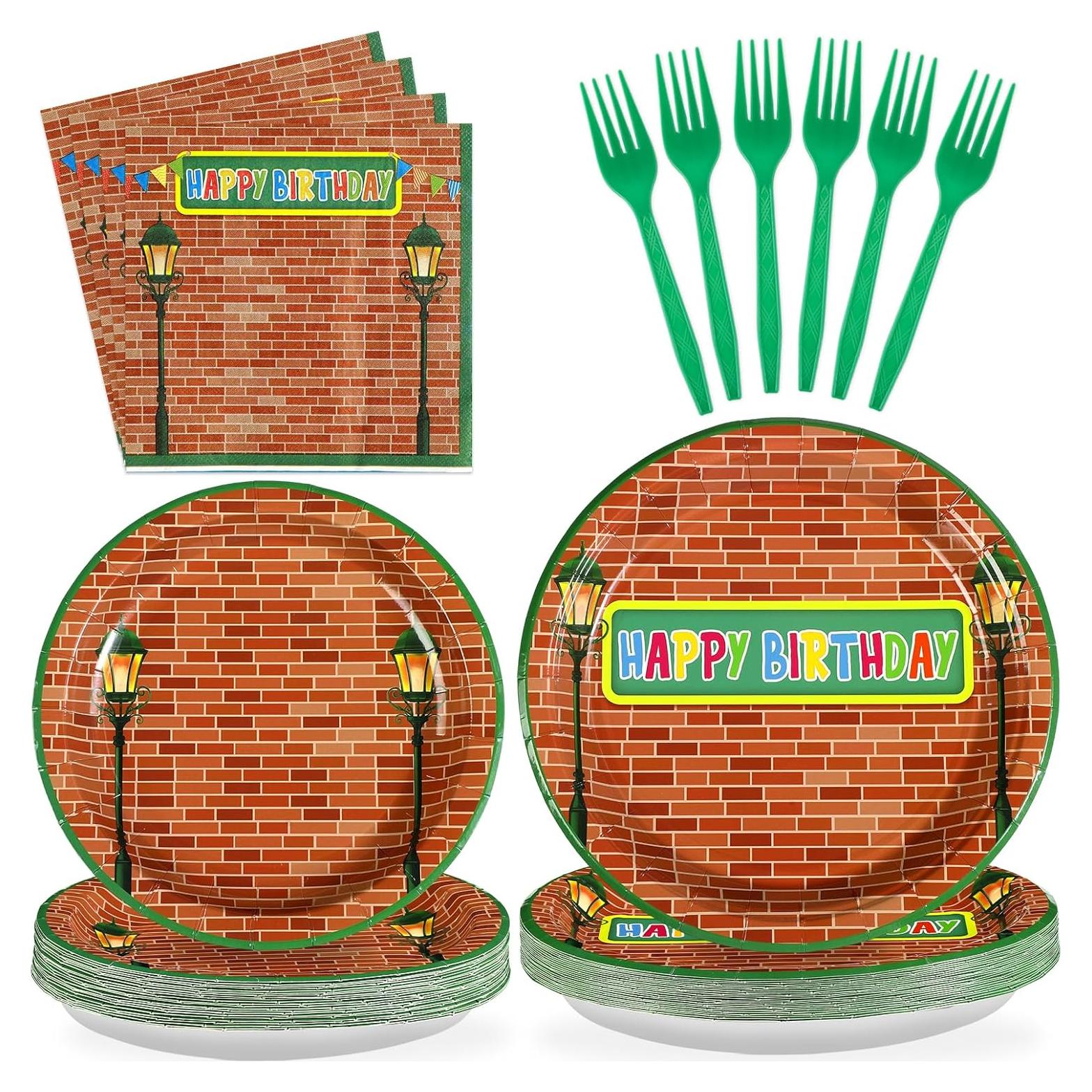 Juego de Vajilla Desechable Grencian 96 Piezas Cumpleaños Sésamo