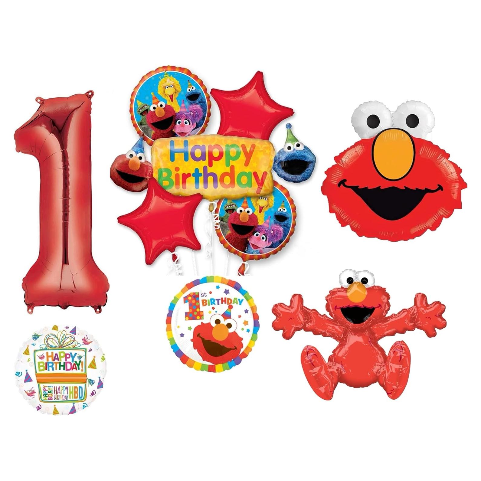 Ramo de Globos Elmo Calle Sésamo 1er Cumpleaños Anagram