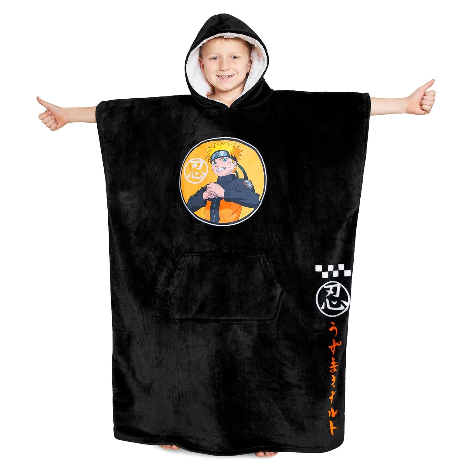 Manta con Capucha de Forro Polar Naruto para Niños - Cálida y Suave