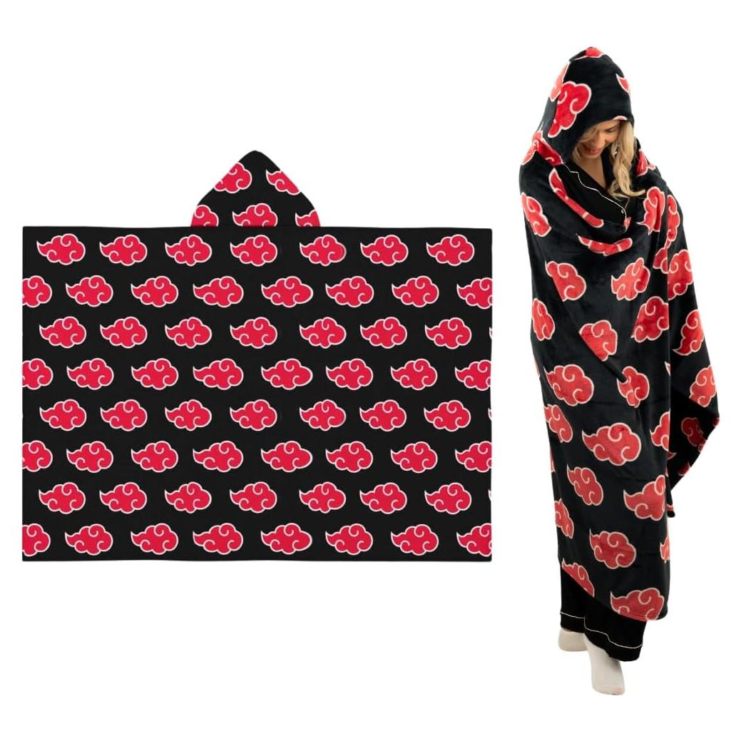 Manta con Capucha Naruto Akatsuki Franco 127x178 cm Suave