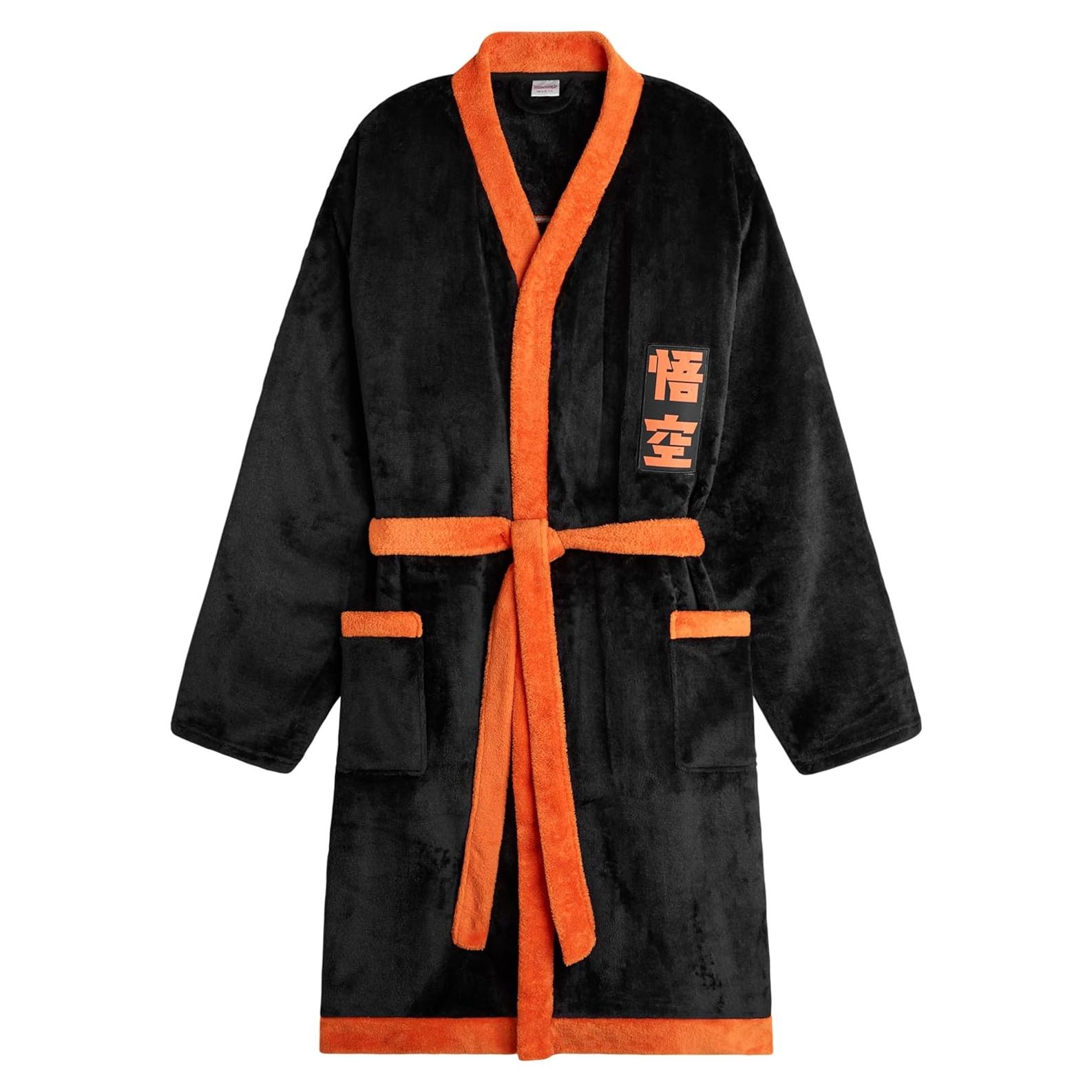 Bata de Baño de Felpa Dragon Ball Z para Hombres - Mediana Negra