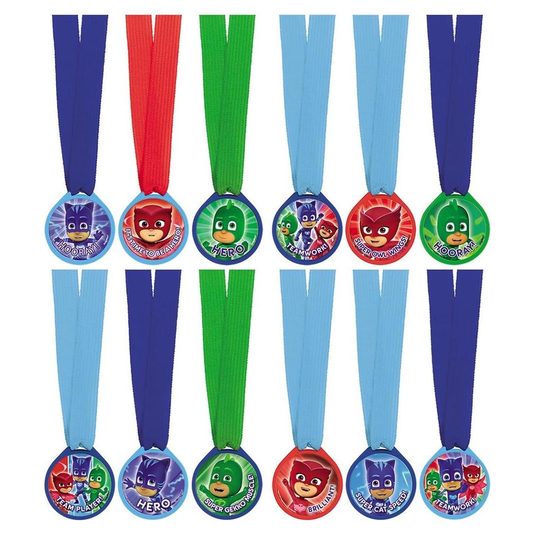 Medallas Mini Premio PJ Masks - 12 Pcs, 33 cm, Multicolor