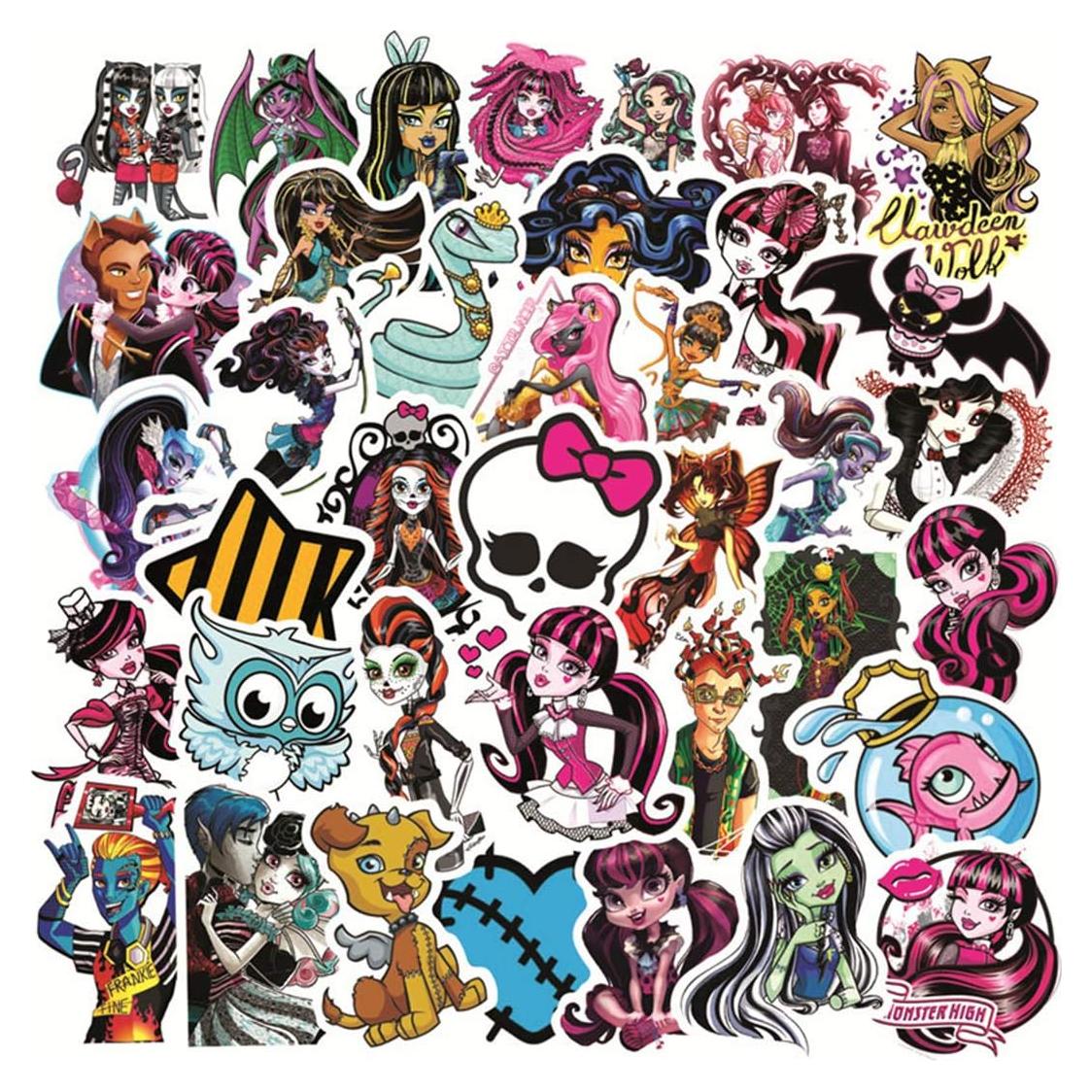 Paquete de 50 Stickers Monster High Impermeables de Vinilo
