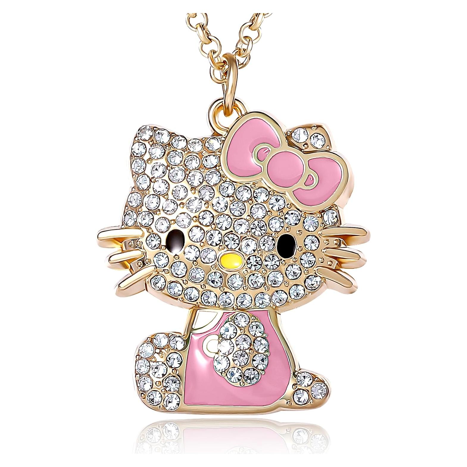 Collar Hello Kitty de Esmalte y Cristal Pavé Sally Rose 40.64 cm