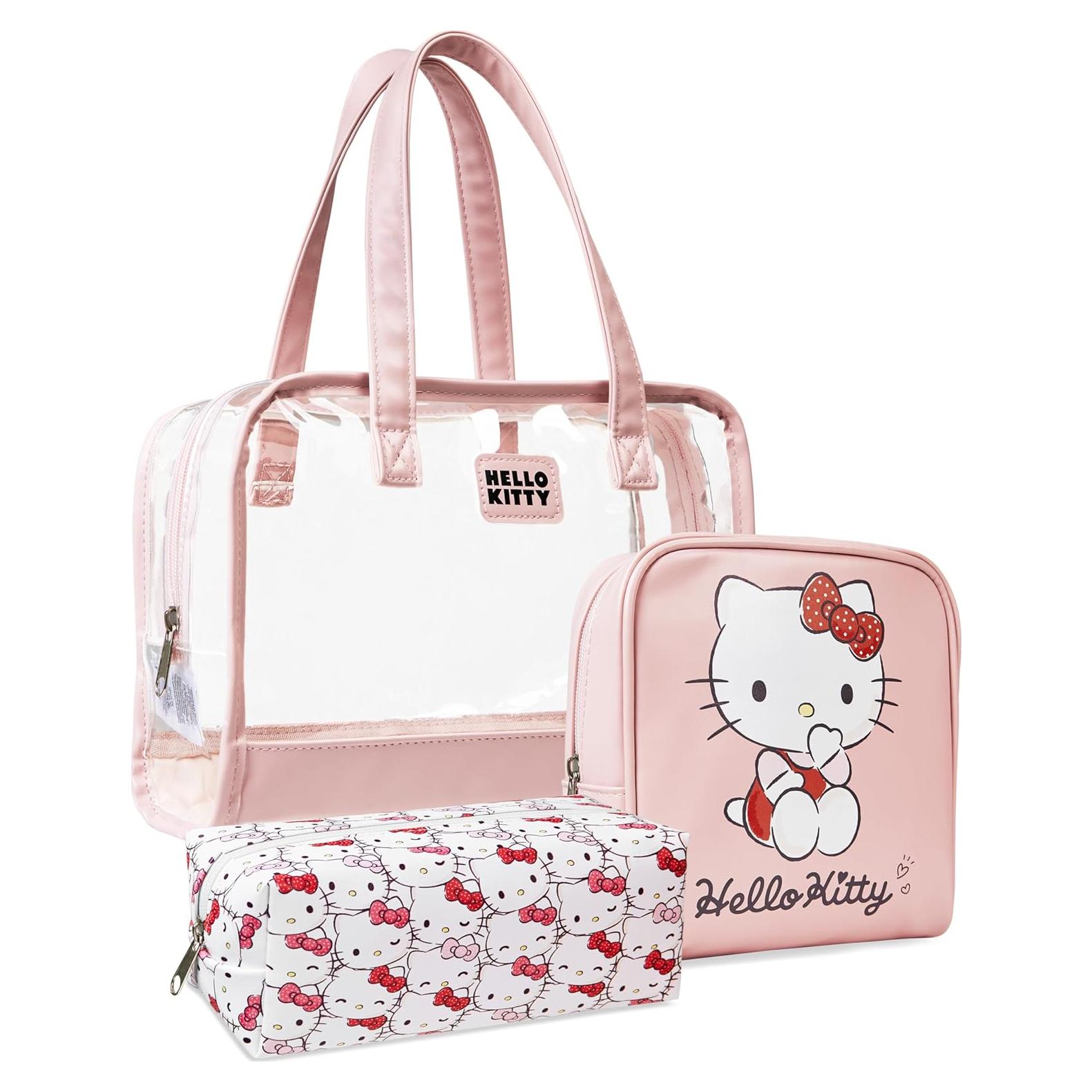 Conjunto de 3 Bolsas de Aseo Hello Kitty - Estuche de Maquillaje