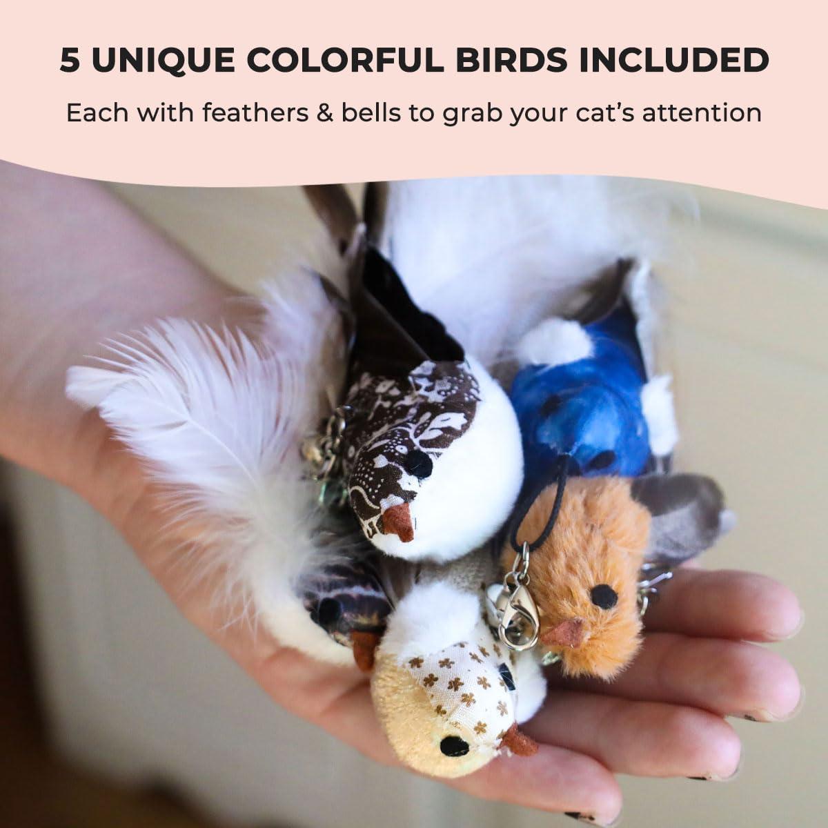 Juego de Juguetes Interactivos para Gatos Whiskertons con 5 Aves