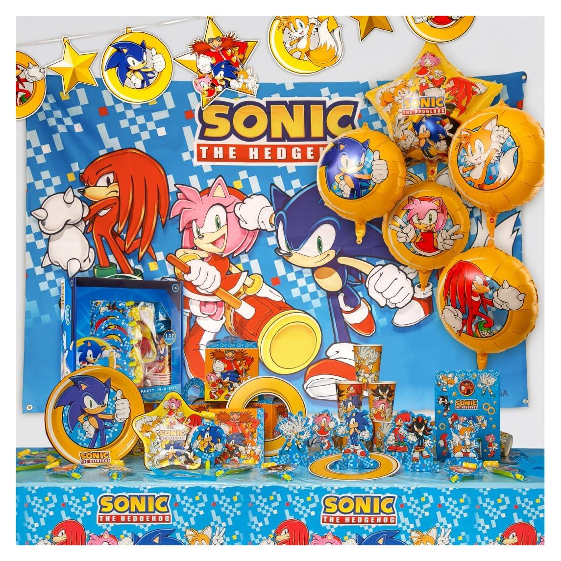 Kit de Fiesta Sonic The Hedgehog - 107 Piezas para 10 Invitados
