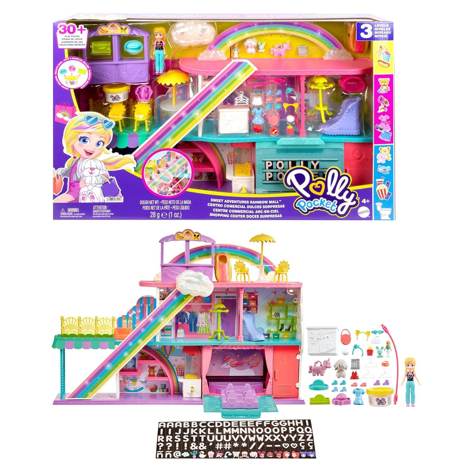 Centro Comercial Arcoíris Polly Pocket 3 Pisos 35+ Accesorios