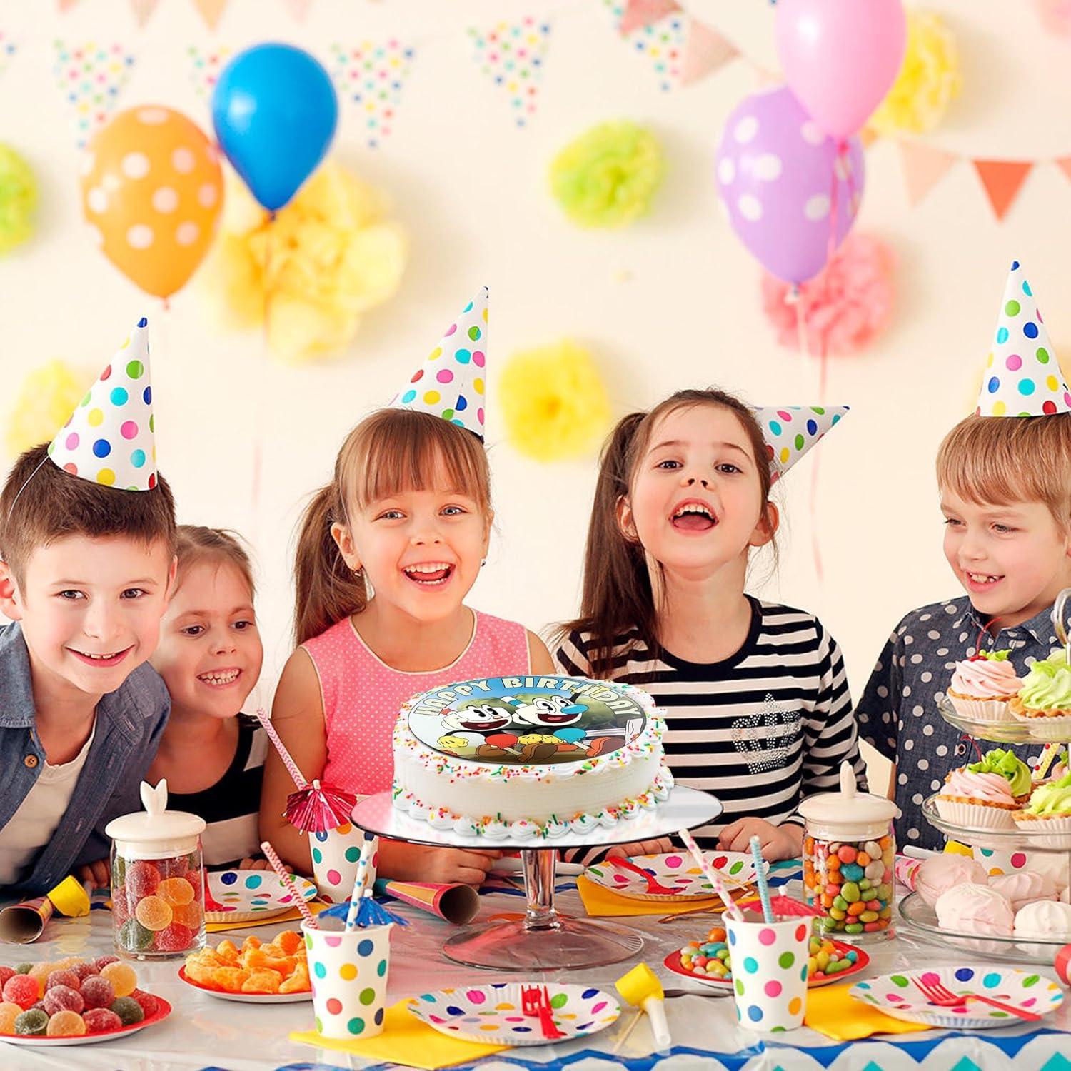 Toppers de pastel comestibles Cuphead 19 cm - Feliz Cumpleaños