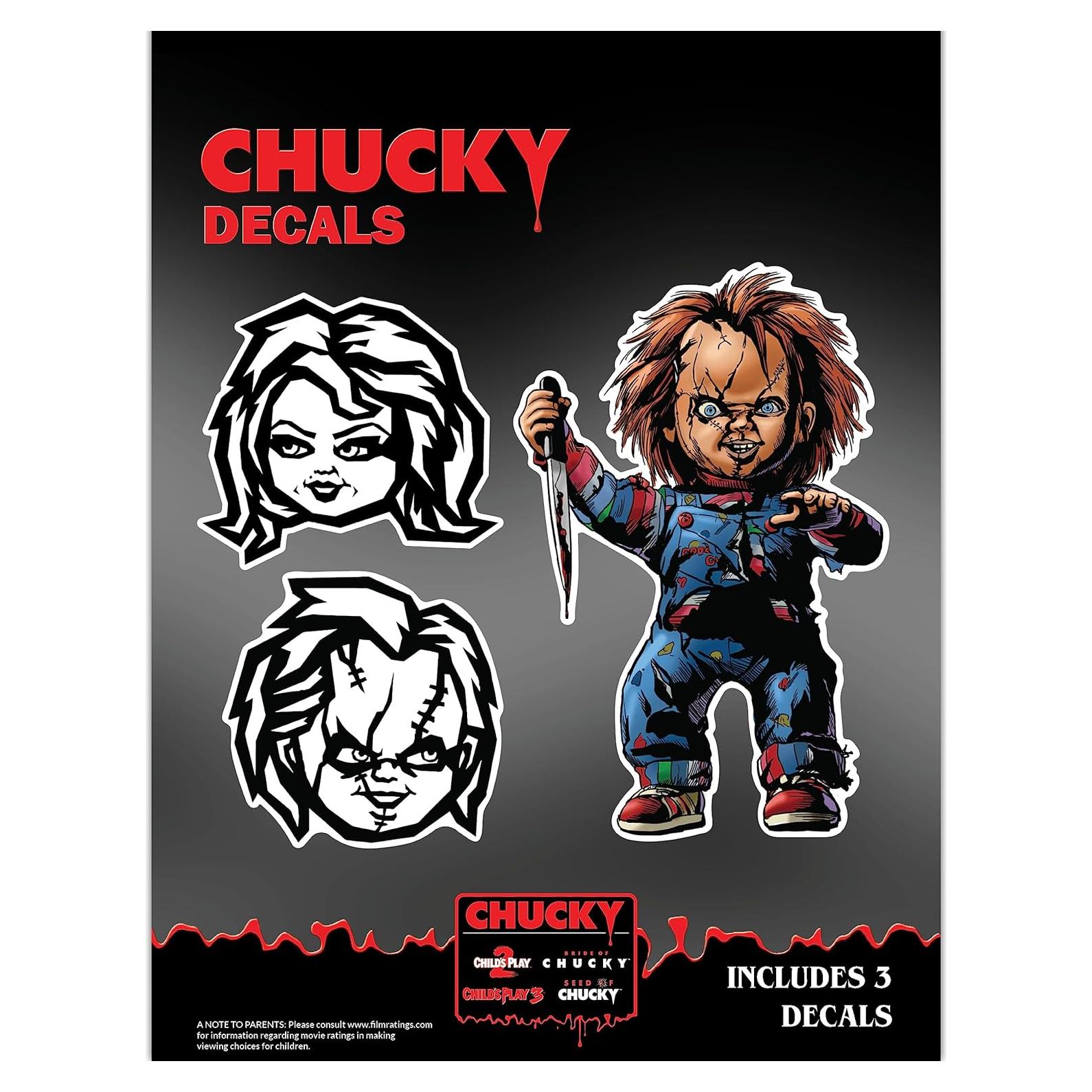Set de 3 Calcomanías Chucky & Tiffany - Vinilo para Auto y Laptop