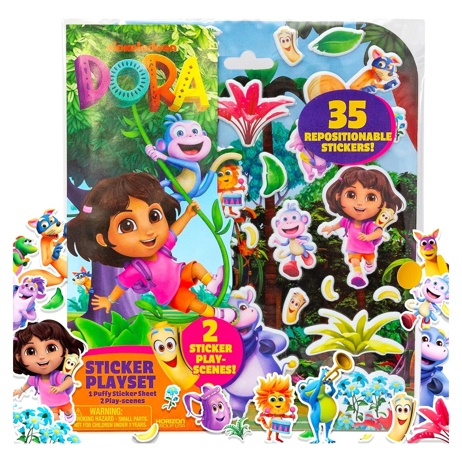 Juego de Stickers Reutilizables Dora 35 Stickers y 2 Escenas