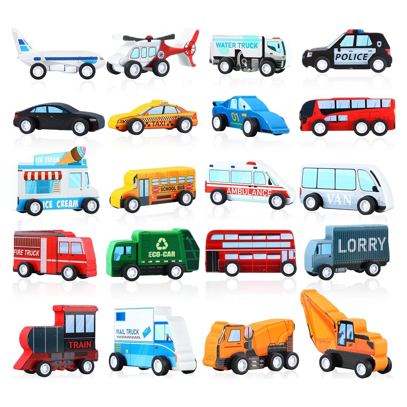 Set de 20 Vehículos de Madera Blosssound para Niños 10x5x2cm