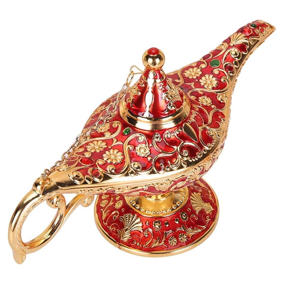 Lámpara Mágica de Aladino Vintage Oro y Rojo - Decoración y Joyería