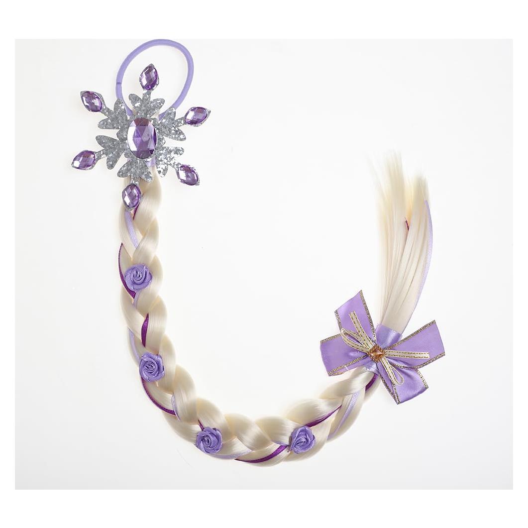 Peluca de Princesa Rapunzel con Trenzas y Flores - Accesorio Niñas