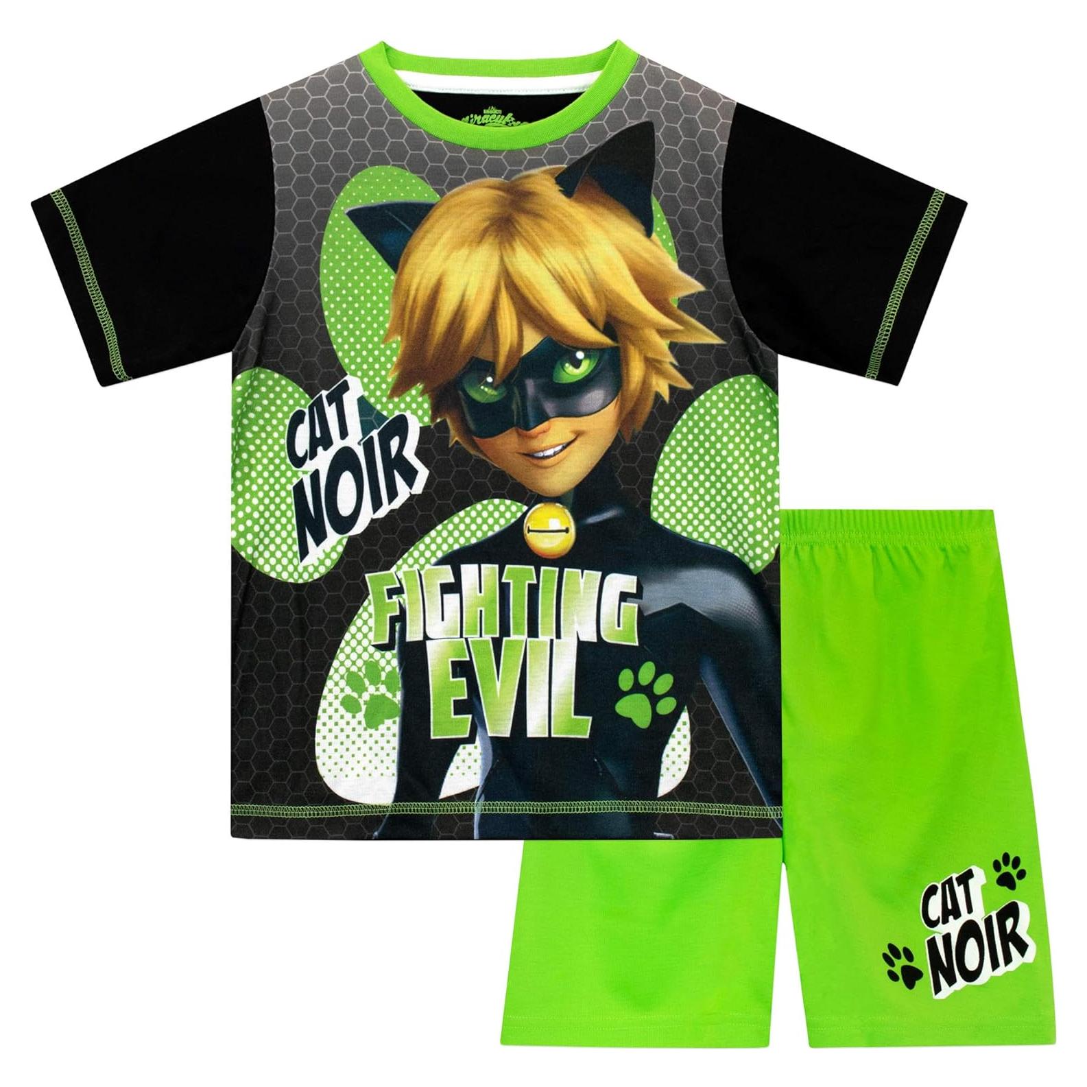 Pijamas para Niños Cat Noir Miraculous Ladybug Verde Lima